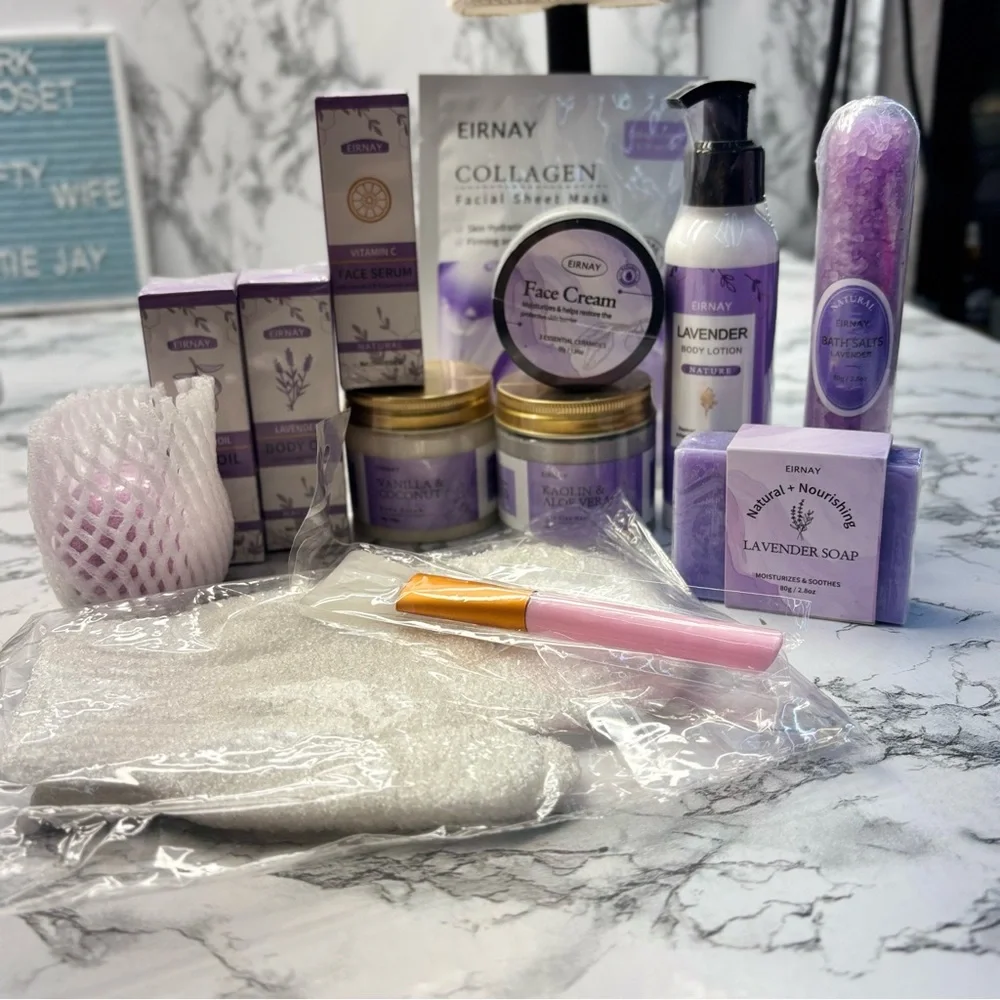 Spa Day Gift set Lavender Face Oil & Serum Set Bath Relaxing